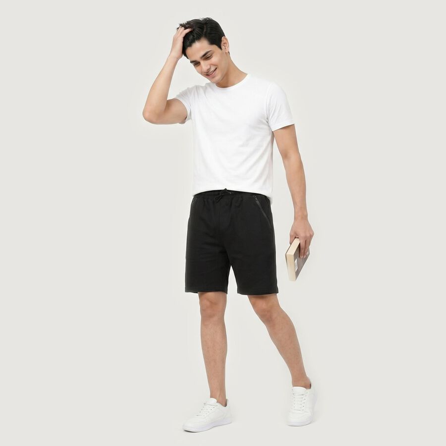 Men's Black Regular Fit Athletic Bermuda Shorts, Black, large