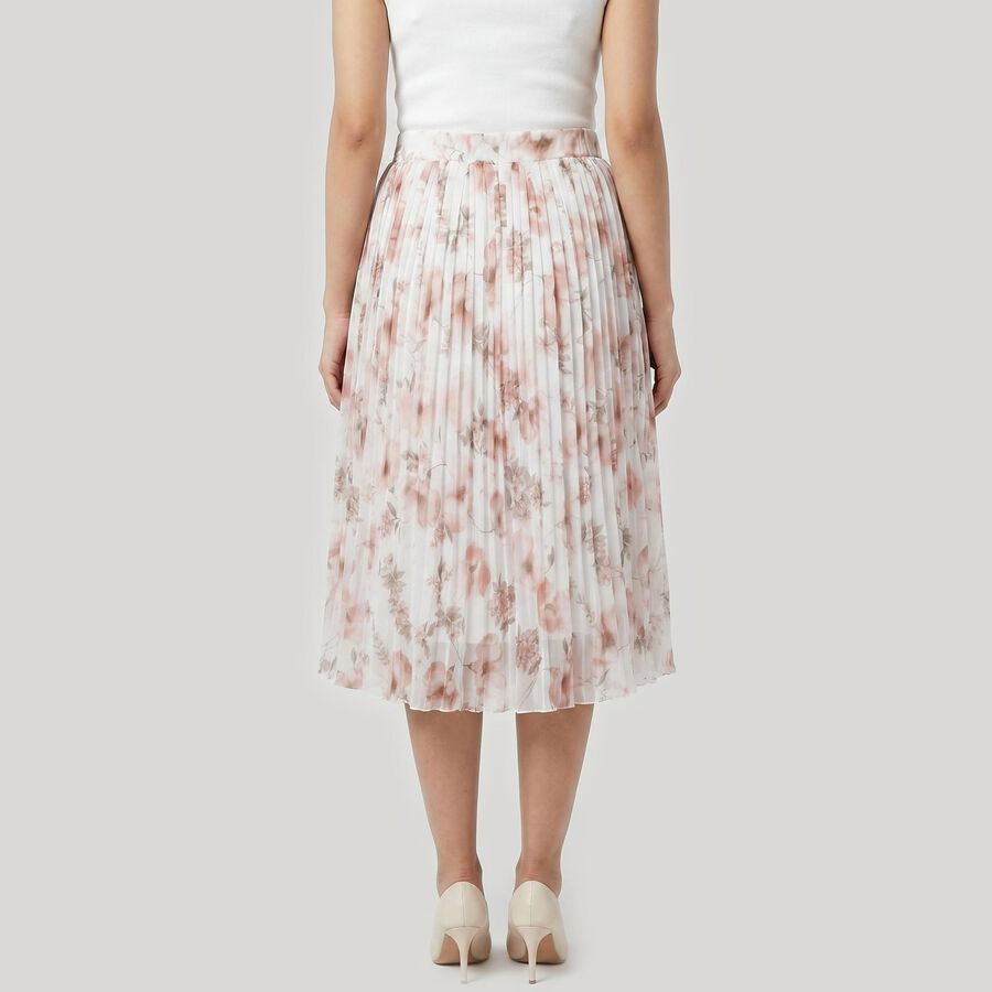 Women's Beige High-Waist Pleated Midi Skirt, Beige, large