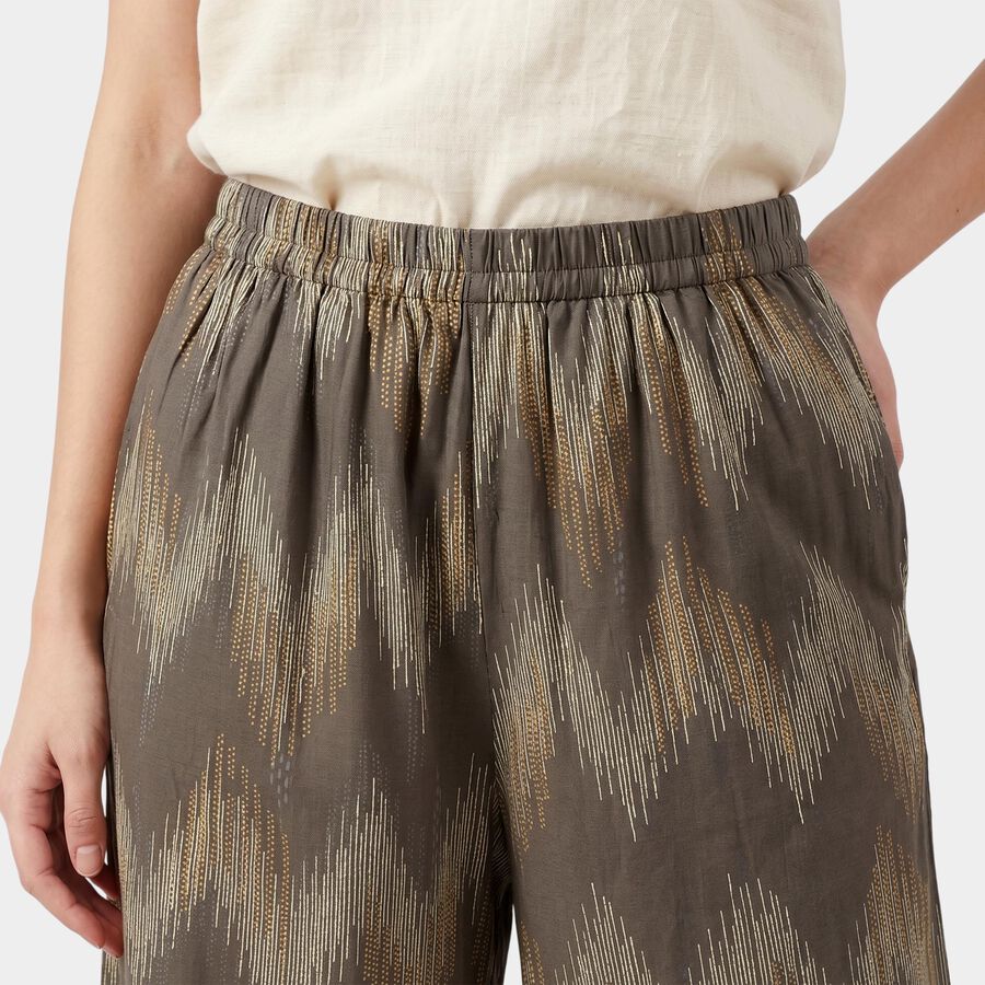 Women's Dark Grey Regular Fit Printed Palazzos, गहरा ग्रे, large