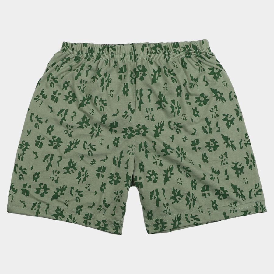 Girls' Green Regular Fit Printed Shorts, Light Green, large
