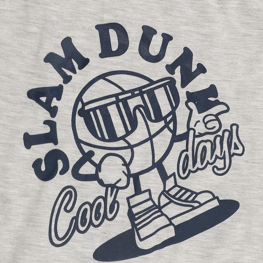 Boys Light Grey Crew Neck Graphic Sweatshirt, Ecru Melange, large