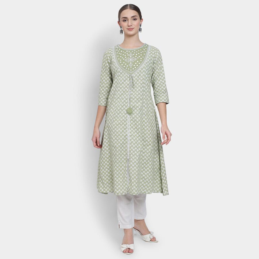 Ladies' 100% Cotton Kurta, Light Green, large image number null