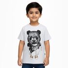 Boys Light Grey Crew Neck Casual Half Sleeve T-Shirt, एक्रू मिश्रित, small image number null