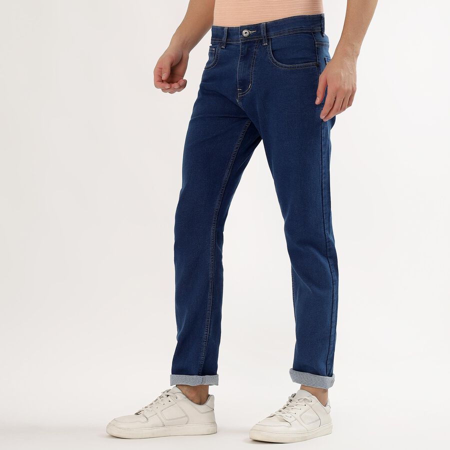 Men's Deep Blue Slim Fit Classic Jeans, Mid Blue, large image number null