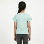 Girls' Light Green Cotton Round Neck Casual T-Shirt, हल्का हरा, small