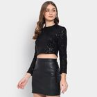 Ladies'  Crop  Top, काला, small image number null