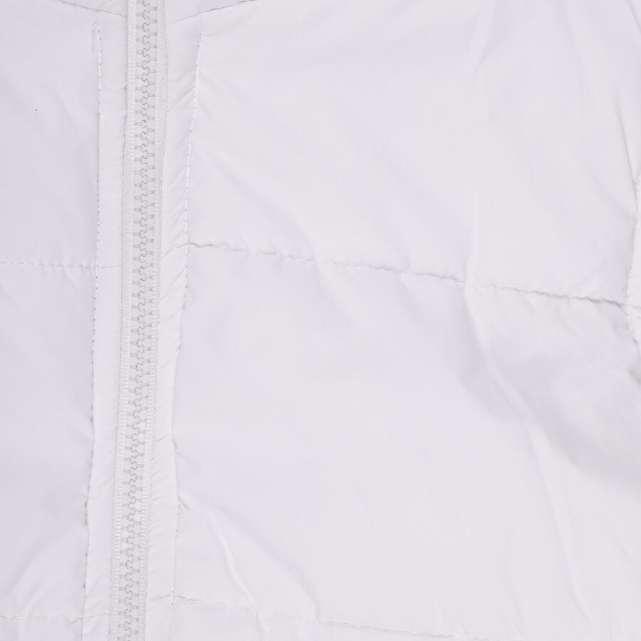 Girls Snow White High Neck Casual Jacket, सफ़ेद, large image number null