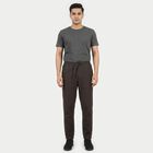 Men's Grey Slim Fit Casual Trousers, गहरा ग्रे, small