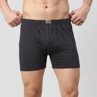 Men's Dark Grey Regular Fit Solid Trunks, गहरा ग्रे, small