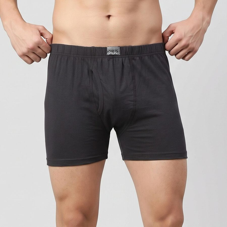 Men's Dark Grey Regular Fit Solid Trunks, गहरा ग्रे, large