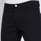 Men's Slim Fit Casual Trousers , काला, small image number null