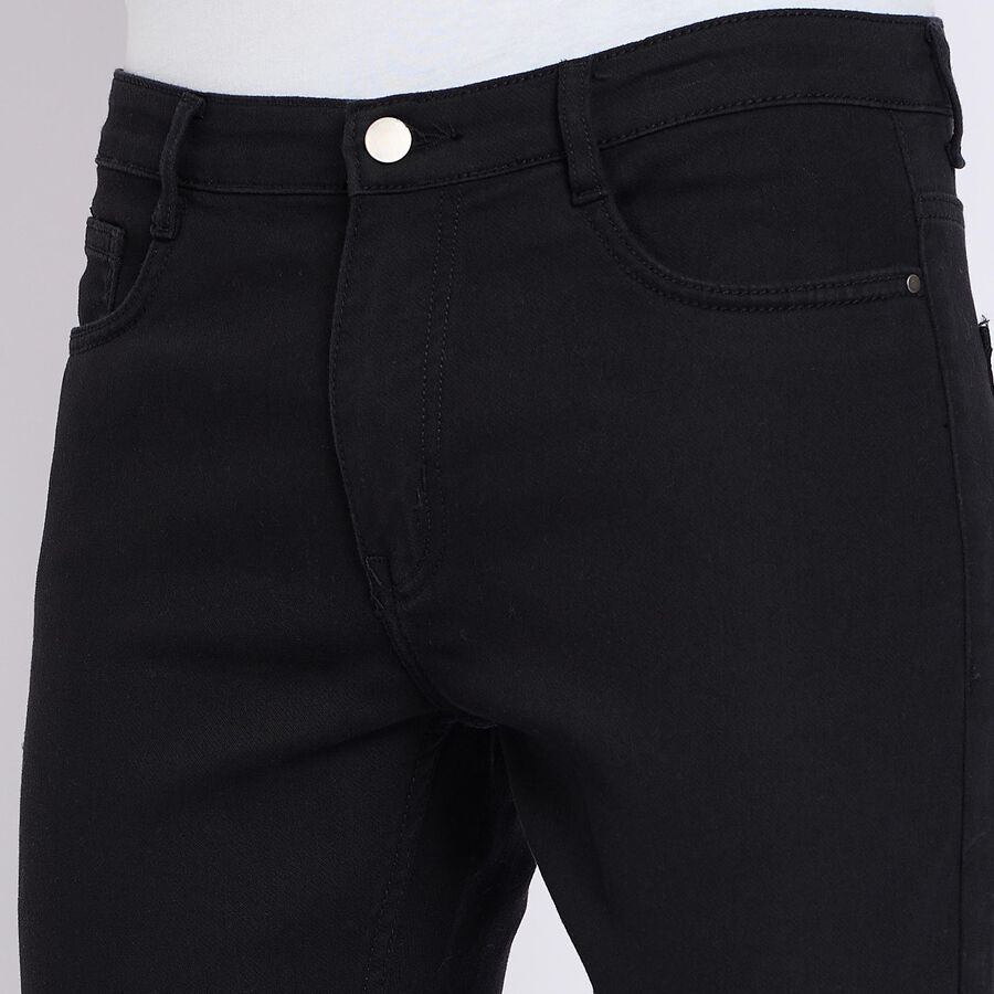 Men's Slim Fit Casual Trousers , काला, large image number null