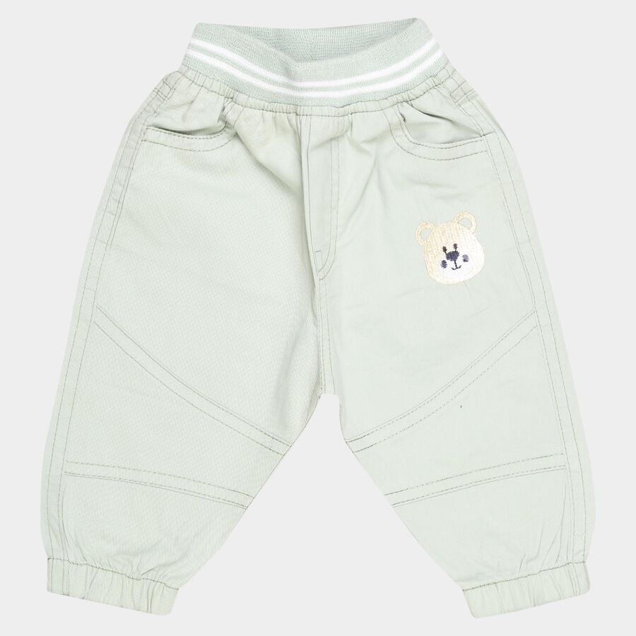 Infants Cotton Solid Trousers, Light Green, large image number null