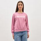 Women's Muted Dusty Pink Crew Neck Casual Sweatshirt, गुलाबी, small image number null