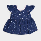 Infants Cotton Printed Frock, Navy Blue, small image number null