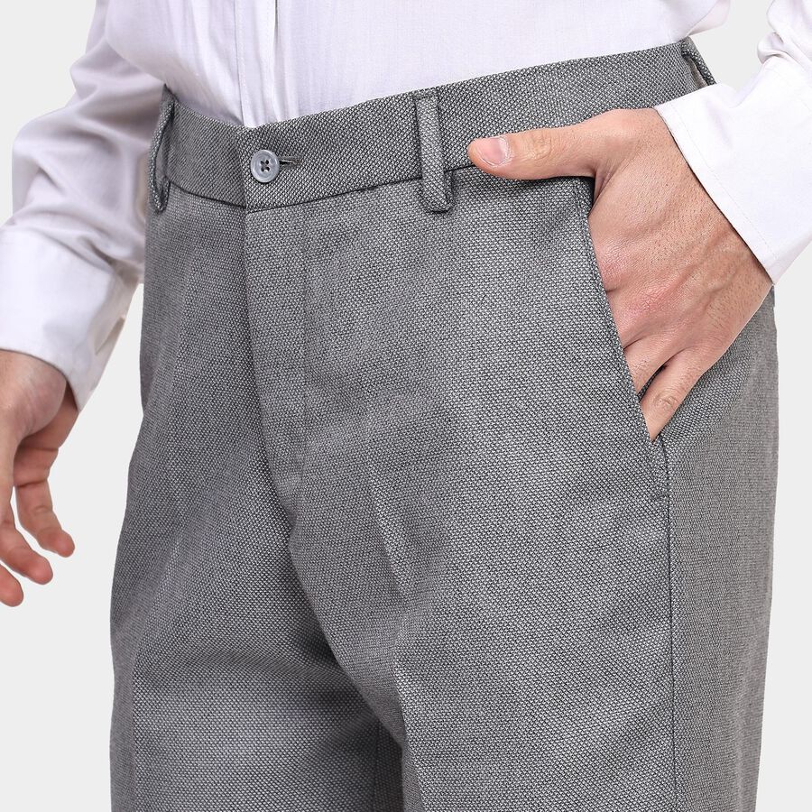 Men's Slim Fit Formal Trousers, हल्का ग्रे, large image number null