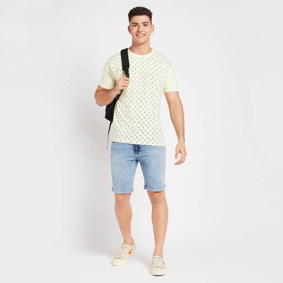 Cotton Solid Round Neck T-Shirt, Yellow, large image number null
