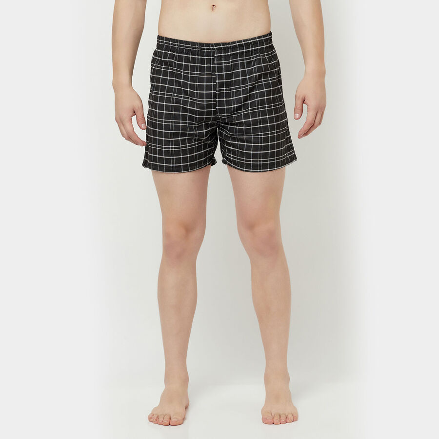 Checks Inner Elastic Boxers, Black, large image number null