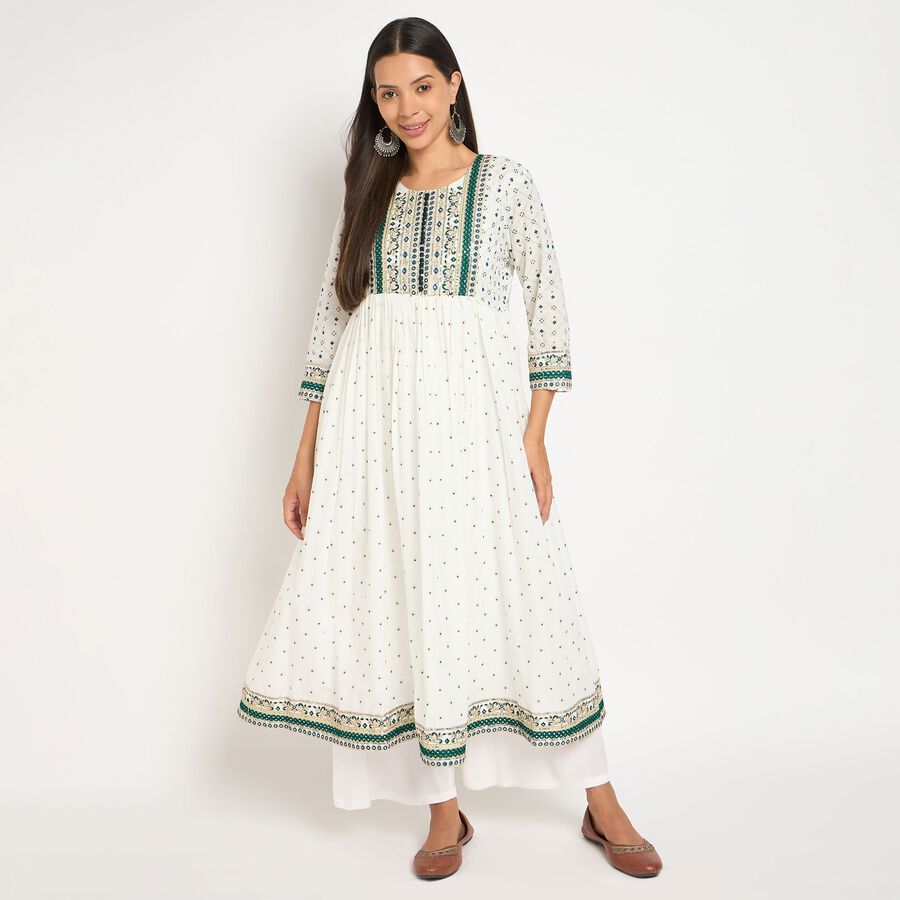 Ladies' 100% Cotton Ethnic Set, Dark Green, large image number null