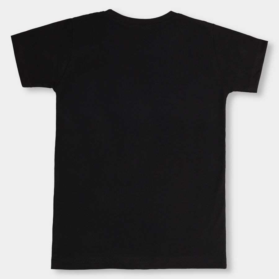 Boys' Half Sleeves T-Shirt , काला, large image number null