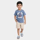 Boys Blue Cotton Round Neck Regular Boys T-Shirt, मध्यम नीला, small