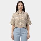 Women's Beige Classic Collar Classic Shirt, Beige, small