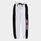 Boys' Navy Blue Regular Fit Solid Pyjama, एक्रू मिश्रित, small