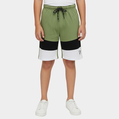 Boys' Olive Regular Fit Embroidered Bermuda Shorts