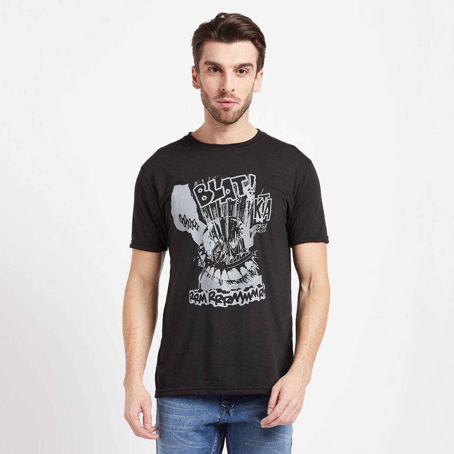 Round Neck T-Shirt, Black, large image number null