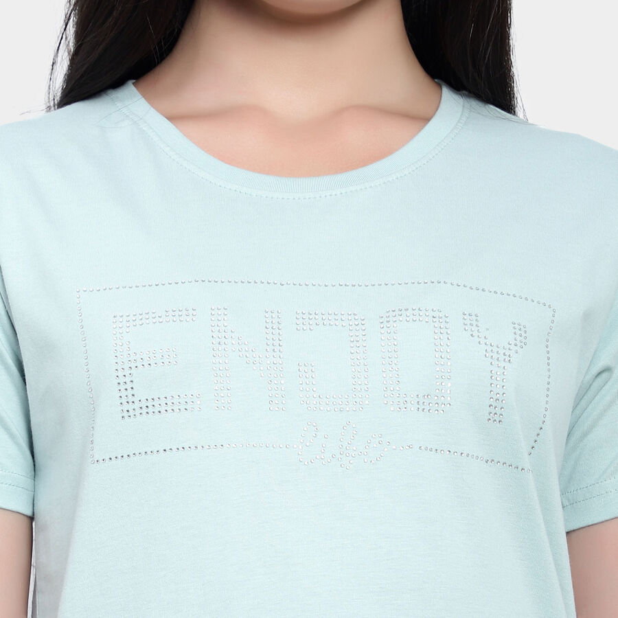Round Neck T-Shirt, हल्का हरा, large image number null