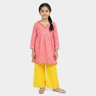 Girls Pink V Neck Fusion Set Fusion Set Upper and Bottom Set, Light Pink, small