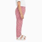 Girls' Muted Pink Heart Print Cotton Blend Pyjama, Pink, small image number null