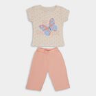 Girls' 100% Cotton Capri Set , Off White, small image number null
