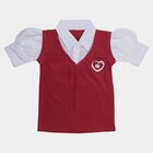 Girls' Pink V-Neck Preppy T-Shirt, Pink, small