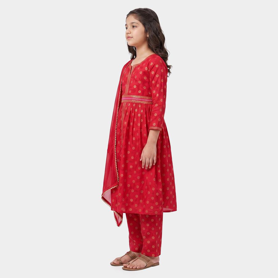 Girls' Wine Fusion Set with Dupatta Upper and Bottom Set, Wine, large