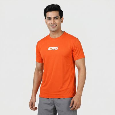 Men's Orange Crew Neck Athleisure T-Shirt