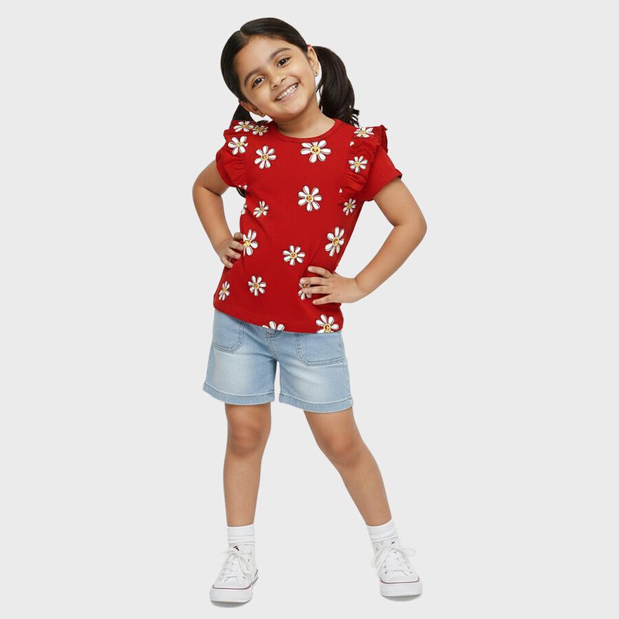 Girls' T-Shirt, लाल, large