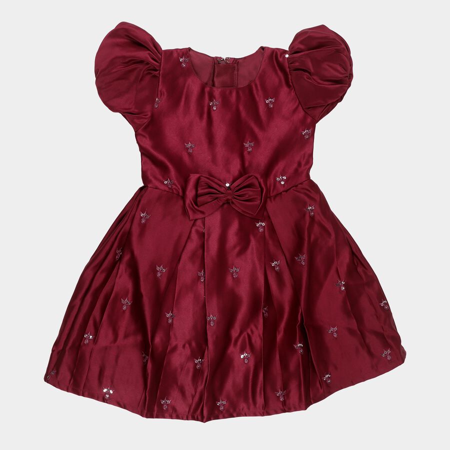 Girls' Frock, वाइन, large image number null
