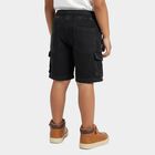 Boys Black Cotton Cargo Style Bermuda Shorts, Black, small