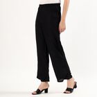 Women's Jet Black Wide-Leg Elastic Waist Palazzos, काला, small