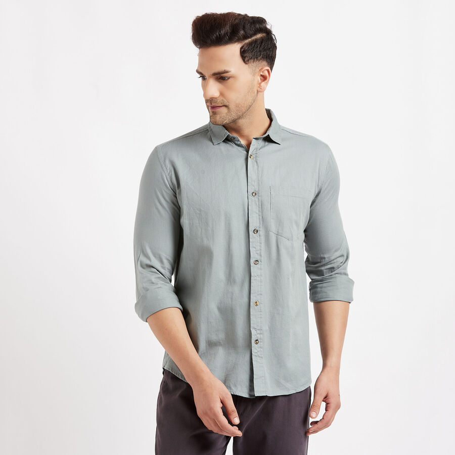Cotton Solid Casual Shirt, Dark Grey, large image number null
