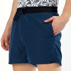 Men's Deep Navy Blue Regular Fit Elastic Waist Bermuda Shorts, Teal Blue, small