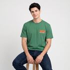 Men's Green Round Neck Graphic Print T-Shirt, हल्का हरा, small