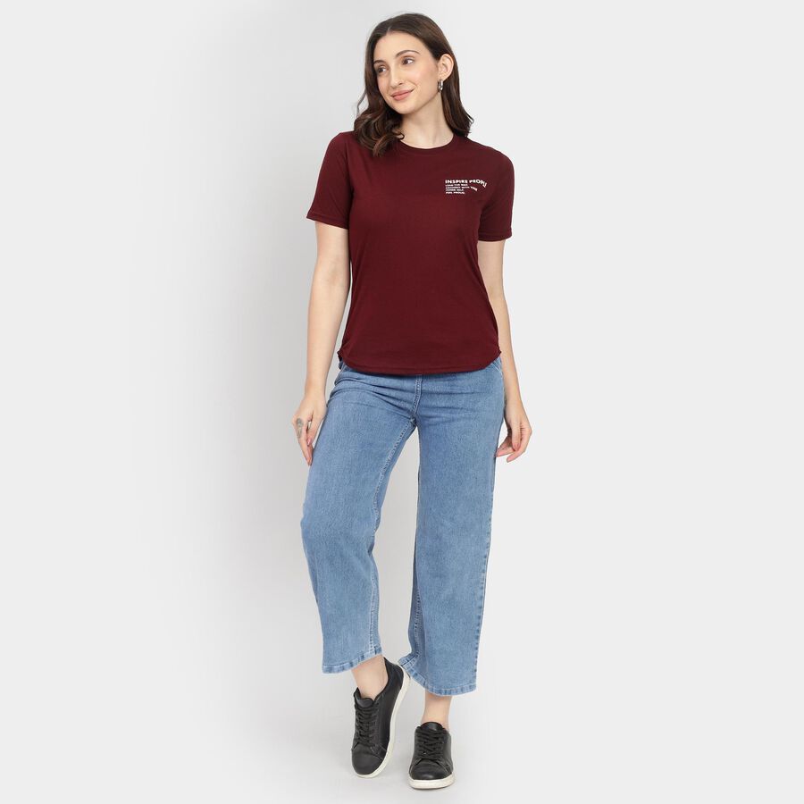 Ladies' Round Neck T-Shirt, Wine, large image number null
