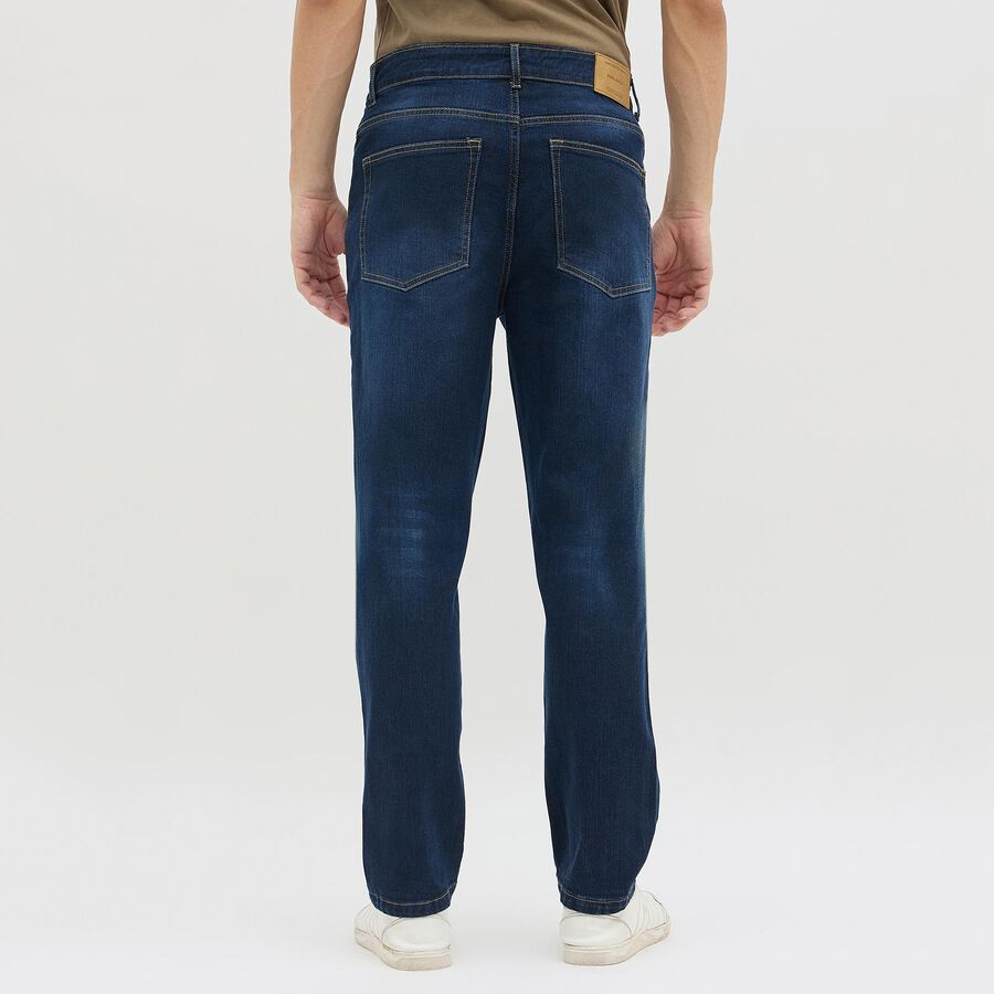 Men's Dark Blue Straight Fit Classic Jeans, गहरा नीला, large image number null