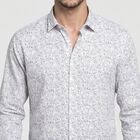 Men's Off White Cotton Floral Casual Shirt, Off White, small