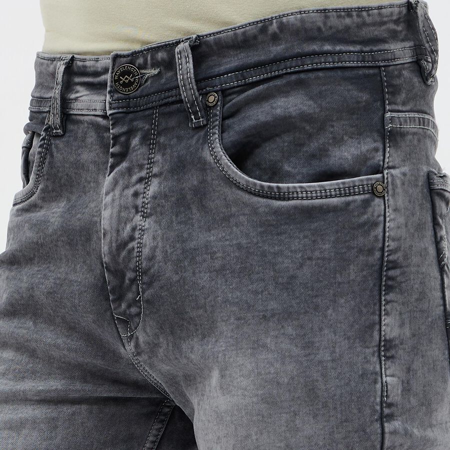 Men's Washed Grey Slim Fit Jeans, हल्का ग्रे, large image number null