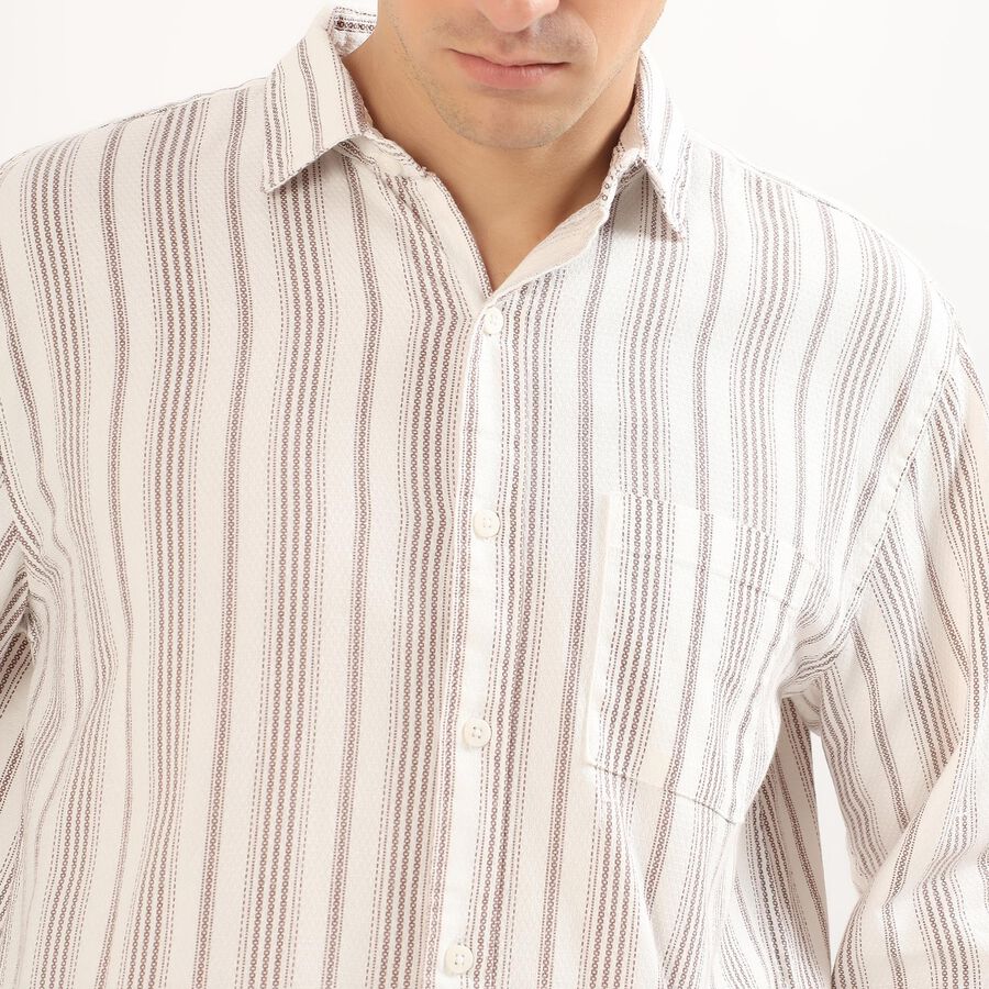 Men's Off White Cotton Classic Casual Shirt, रस्ट, large image number null
