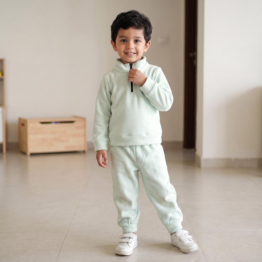 Boys Light Blue High Neck Applique Baba Suit, Light Blue, large