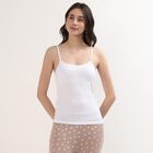 Women's White Cotton Round Neck Minimalist Slip, सफ़ेद, small